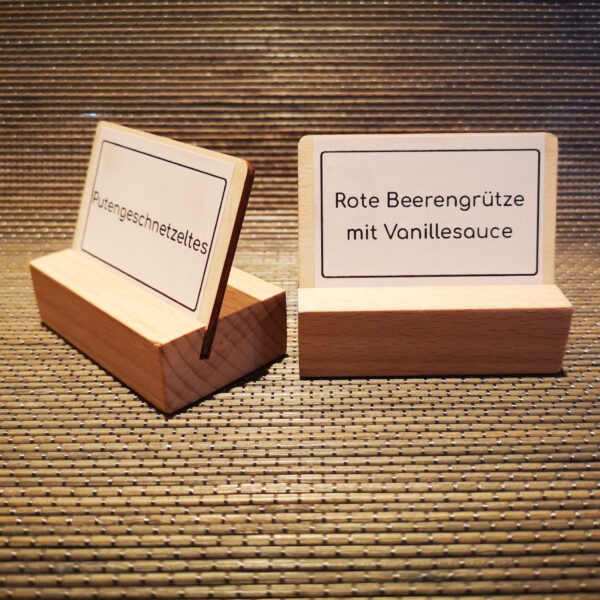 Gastro-Schild Set mit Standfuß und Holztäfelchen - Rund – Bild 3