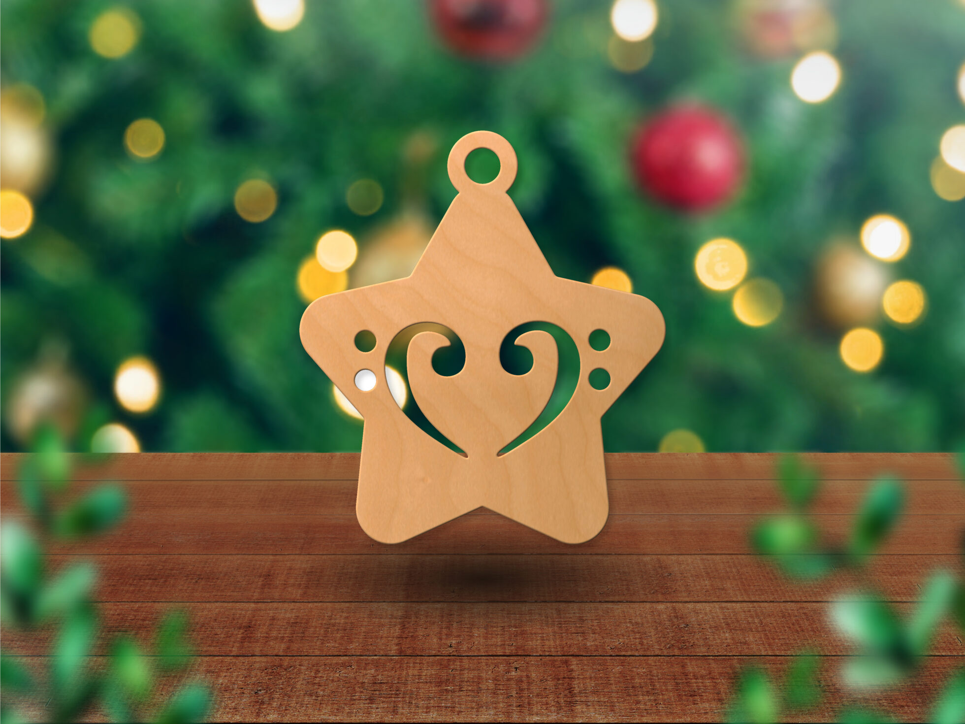 Geschenkanhänger mit Bassschlüsselherz, gefüllt in Sternform