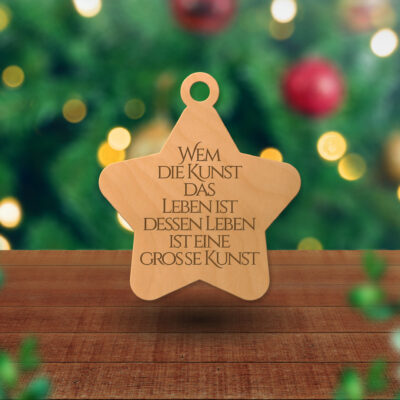 Geschenkanhänger mit Bach-Zitat-Gravur in Sternform